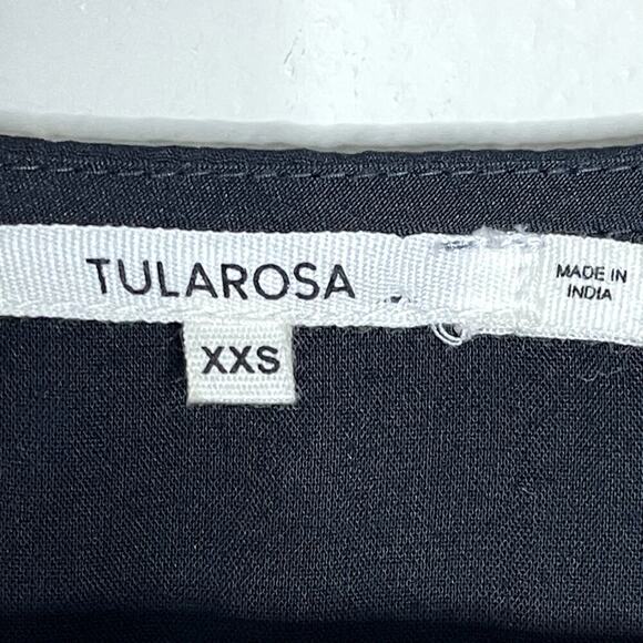 TULAROSA HARPER BLACK BELL SLEEVE GOLD EMBROIDERY CROP TOP SIZE XXS - Picture 6 of 9